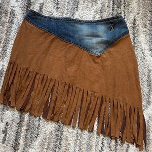 Fringe Suede-tassel denim, Baby Phat mini skirt